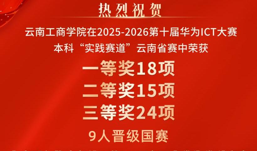 喜报！云南工商学院在第十届华为ICT大赛云...